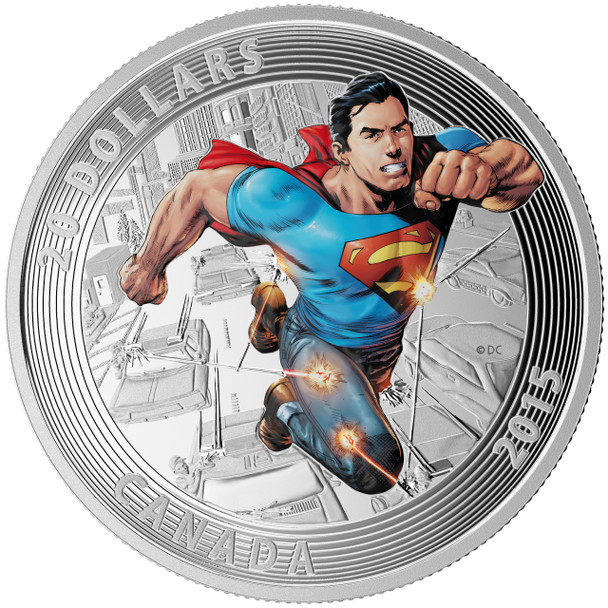 2015 $20 FINE SILVER COIN - ICONIC SUPERMAN™ COMIC BOOK COVERS - ACTION COMICS #1 (2011)