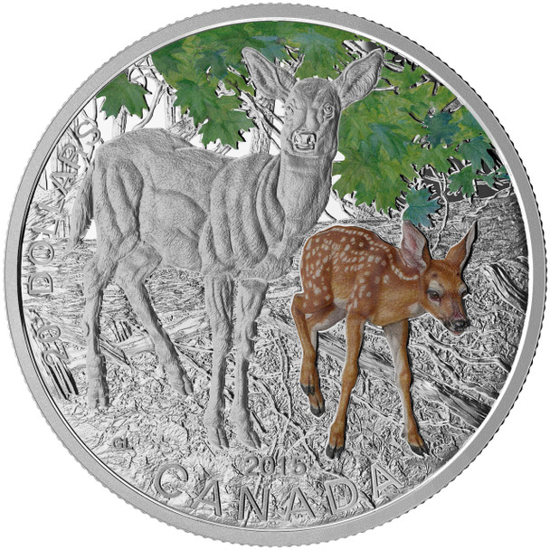 2015 $20 FINE SILVER COIN BABY ANIMALS: WHITE-TAILED DEER