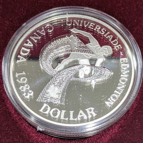 WORLD UNIVERSITY GAME High Grade Nice Coin Canada 1983 Silver Dollar PROOF UNC