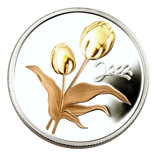 2002 50-CENT SILVER GOLD PLATED COIN - TULIP - West Edmonton Coin