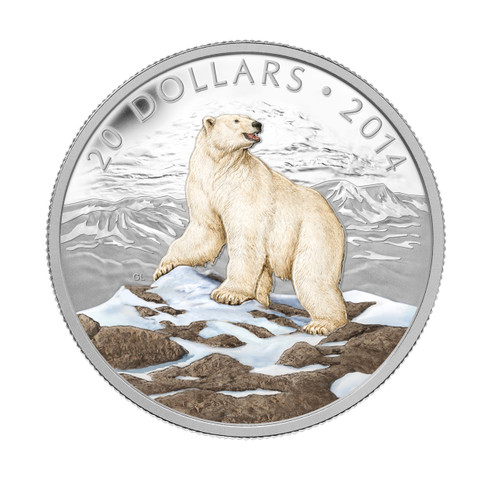2014 $20 FINE SILVER COIN ICONIC POLAR BEAR - West Edmonton Coin