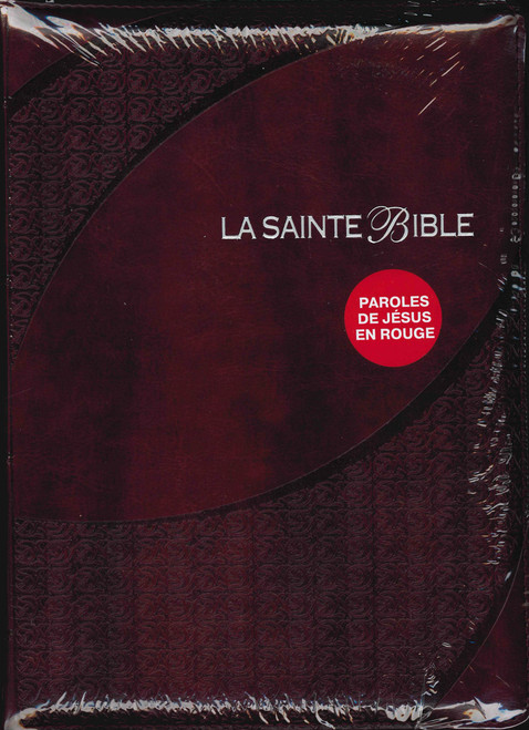 French large print Bible burgundy bonded leather with zipper - Imperfect