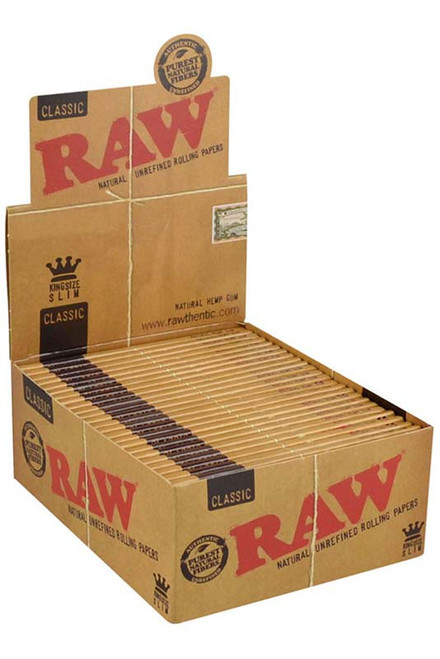 RAW - King Size Slim - Classic Rolling Papers - 50PC DISPLAY
