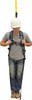 Worker using 3M DBI-SALA 9501403C Suspension Trauma Safety Strap attached to a fall protection harness to reduce suspension trauma during post-fall rescue situations.