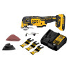 DeWalt DCS356D1 20V MAX XR brushless oscillating multi-tool complete kit with charger blades and accessories.