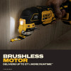 DeWalt DCS356D1 XR cordless multi-tool with LED light in woodworking application.
