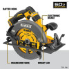 DeWalt DCS578B FlexVolt 60V circular saw features including rafter hook, electronic brake, LED and magnesium shoe.