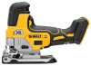 DEWALT DCS335B 20V MAX XR cordless barrel grip jig saw with brushless motor, variable speed control, and keyless blade change.