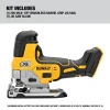 DEWALT DCS335B 20V MAX XR cordless barrel grip jig saw tool-only package including jig saw and blade.