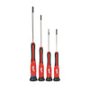 Milwaukee 48-22-2604 4-Piece Precision Screwdriver Set including Phillips and Slotted drivers.