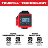 Milwaukee 2848-20 Tire Inflator featuring TRUEFILL Technology with automatic pressure checking, target pressure settings, and auto shutoff functionality.