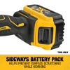 DEWALT DCM849B 20V MAX XR rotary polisher featuring a sideways battery pack design to help prevent surface scratching during polishing.