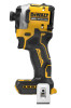 Side profile of DeWalt DCF850B Atomic 20V MAX brushless cordless 1/4-inch impact driver tool only.