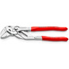 Knipex 86 03 180 SBA 7-1/4 inch Pliers Wrench with chrome-plated finish and red non-slip plastic-coated handles.