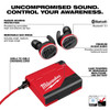 Milwaukee 2191-21 Bluetooth Jobsite ear buds featuring Bluetooth 5.1, passive hearing protection, and charging case.
