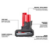 Milwaukee 48-11-2450 M12™ REDLITHIUM™ HIGH OUTPUT™ XC5.0 Battery Pack