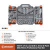 Crescent CTK150 150 Piece 1/4" and 3/8" Drive 6 Point SAE/Metric Professional Tool Set