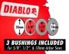 Diablo D053830FMX Steel Demon saw blade includes 5/8 in., 1/2 in. and 10 mm arbor bushings for compatibility with multiple metal cutting saws.