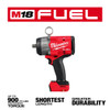 Milwaukee 2966-20 M18 FUEL 1/2 inch High Torque Impact Wrench with Pin Detent featuring up to 1,100 ft-lbs fastening torque, shortest length, and improved durability.
