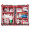 Milwaukee 48-73-8430N PACKOUT 204-Piece First Aid Kit showing the organized interior and clear lid.