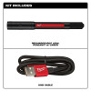 Milwaukee 2010R Rechargeable 250L Penlight with laser kit including USB charging cable.