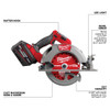 Milwaukee 2834-21HD M18 FUEL 7-1/4 inch circular saw featuring LED light rafter hook and magnesium shoe.