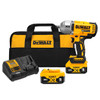 DEWALT DCF900P2 20V MAX XR High Torque 1/2-Inch Impact Wrench Kit with two 5.0Ah batteries, multi-voltage charger, and contractor bag.