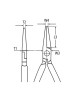 Knipex long reach needle nose pliers dimensions and jaw profile diagram.