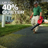 Milwaukee 3017-21HD M18 FUEL blower operating up to 40 percent quieter during lawn cleanup.