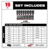 Milwaukee 49-66-6801 PACKOUT SHOCKWAVE 3/8 inch drive metric impact socket set includes 19 deep sockets.