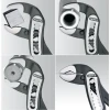 Close-up of Knipex 002007US1 Alligator Water Pump Pliers showing self-locking jaws gripping flat, round, and hex-shaped materials.