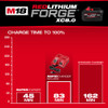 Milwaukee M18 FORGE XC8.0 battery charge time comparison with super charger rapid charger and standard charger.