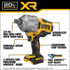 DeWalt DCF964B 20V MAX XR 3/4 inch impact wrench feature overview with hog ring anvil and ergonomic grip.