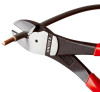 Knipex 7421250SBA 10 inch high leverage diagonal cutter cutting copper wire close up.