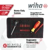 Wiha 28789 Insulated Torque Control 11 Piece Set with TorqueVario-S SoftFinish handle, ergonomic grip, heavy-duty canvas organizer, SlimLine insulated blades, and 1000V IEC 60900 certification.