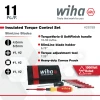 Wiha 28789 11 Piece Insulated Torque Control Set featuring TorqueVario-S SoftFinish handle, SlimLine insulated blades, heavy-duty canvas pouch, and IEC 60900 1000V insulation.