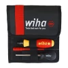 Wiha 28789 insulated torque control screwdriver kit stored in a heavy-duty canvas pouch with TorqueVario-S screwdriver, adjustment tool, and insulated accessories.