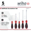 Wiha 30277 SoftFinish Phillips and Slotted Screwdriver Set 5 Piece with premium chrome-vanadium steel blades and ergonomic comfort grip handles.