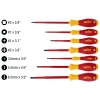 Wiha 32097 7-piece SoftFinish insulated screwdriver set with slotted, Phillips, and square tip screwdrivers rated to 1000V.