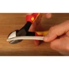 Wiha 32939 insulated 8-inch diagonal cutters cutting electrical wire with precision blades for industrial and electrical applications.