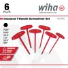 Wiha 33490 insulated SAE/Imperial 6-piece T-handle hex driver set including 7/32, 5/32, 3/16, 1/4, 5/16, and 3/8 inch drivers for electricians.