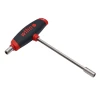 Angled view of the Wiha 38802 magnetic 1/4-inch T-handle bit holder featuring ergonomic grip and durable chrome-plated magnetic bit holder.