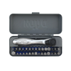 Wiha 76889 32-Piece Terminator Blue Impact Bit GoBox Set featuring the mini-ratchet and locking bit holder.