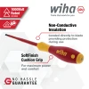 Wiha SoftFinish insulated screwdriver featuring 1000V VDE-rated non-conductive insulation and ergonomic cushion grip.