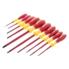 Wiha 32093 10-piece VDE insulated SoftFinish screwdriver set for electricians with Phillips and slotted insulated screwdrivers.
