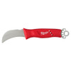 Milwaukee 48-22-1924 Lineman's Hawkbill Knife with STICKWORK 3-in-1 ring, designed for electricians and utility workers, featuring a durable curved blade for cutting cable, insulation, and jobsite materials.