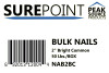 2 inch bright common nails bulk 50 lb box SurePoint framing nails label