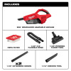 Milwaukee M18 handheld vacuum kit includes HEPA filter hose floor tool extension wands and crevice tool.