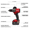 Milwaukee M18 hammer drill feature diagram showing brushless motor torque and performance specifications.