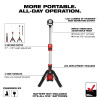 Milwaukee 2132-20 M12 ROCKET dual power tower light with adjustable extension, rotating light head, and compact tripod base.